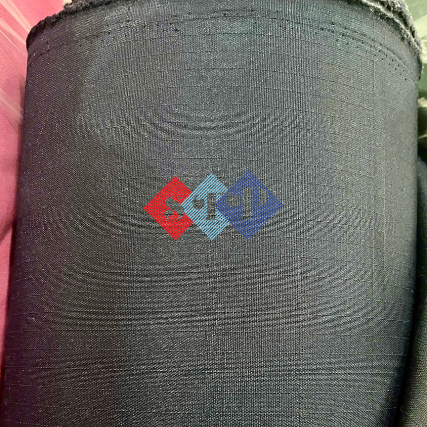 Vải Polyester Caro Màu Đen Cán PU Chống Thấm Nước
