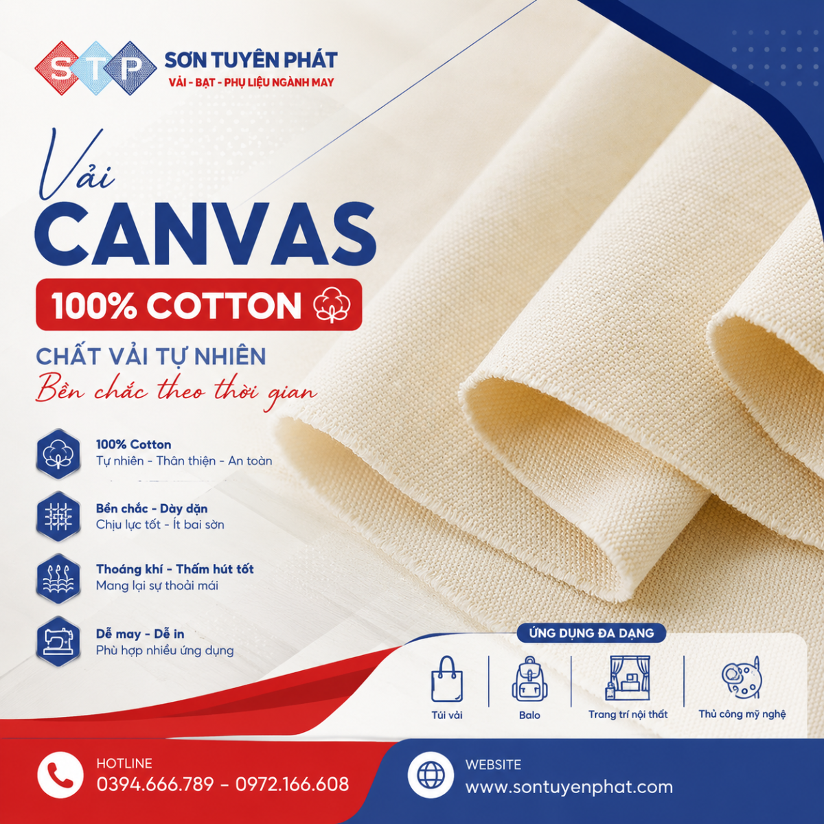 Vải Canvas 100% Cotton