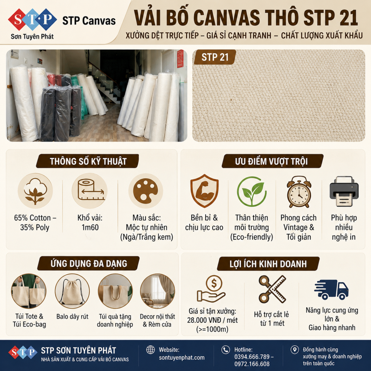 Xưởng Bán Vải Bố Vải Canvas Thô May Túi Giá Tốt Nhất