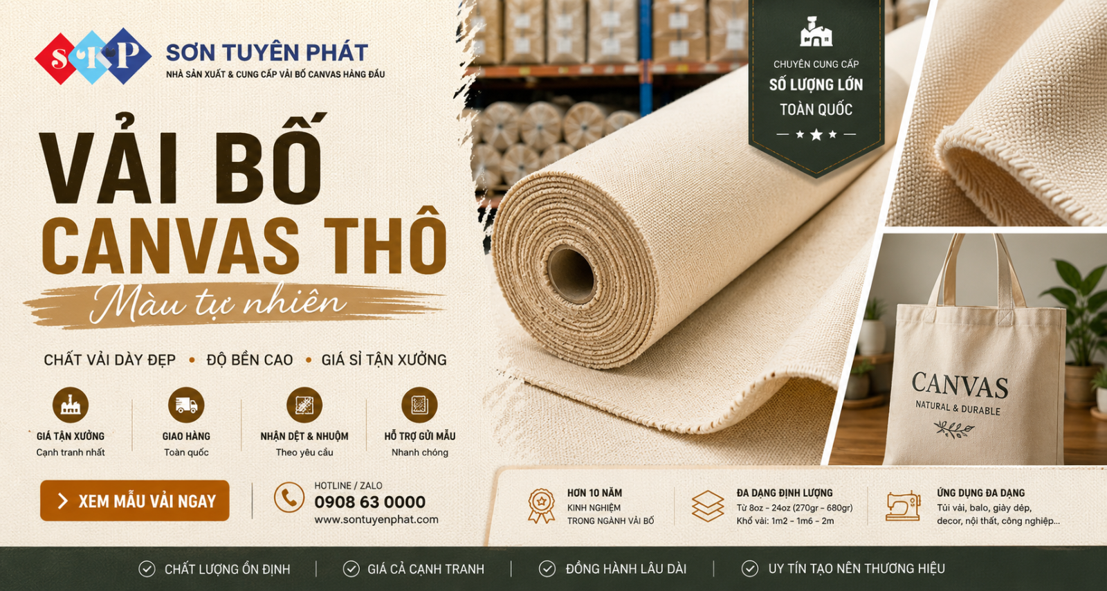 Xưởng Bán Vải Bố Vải Canvas Thô May Túi Giá Tốt Nhất