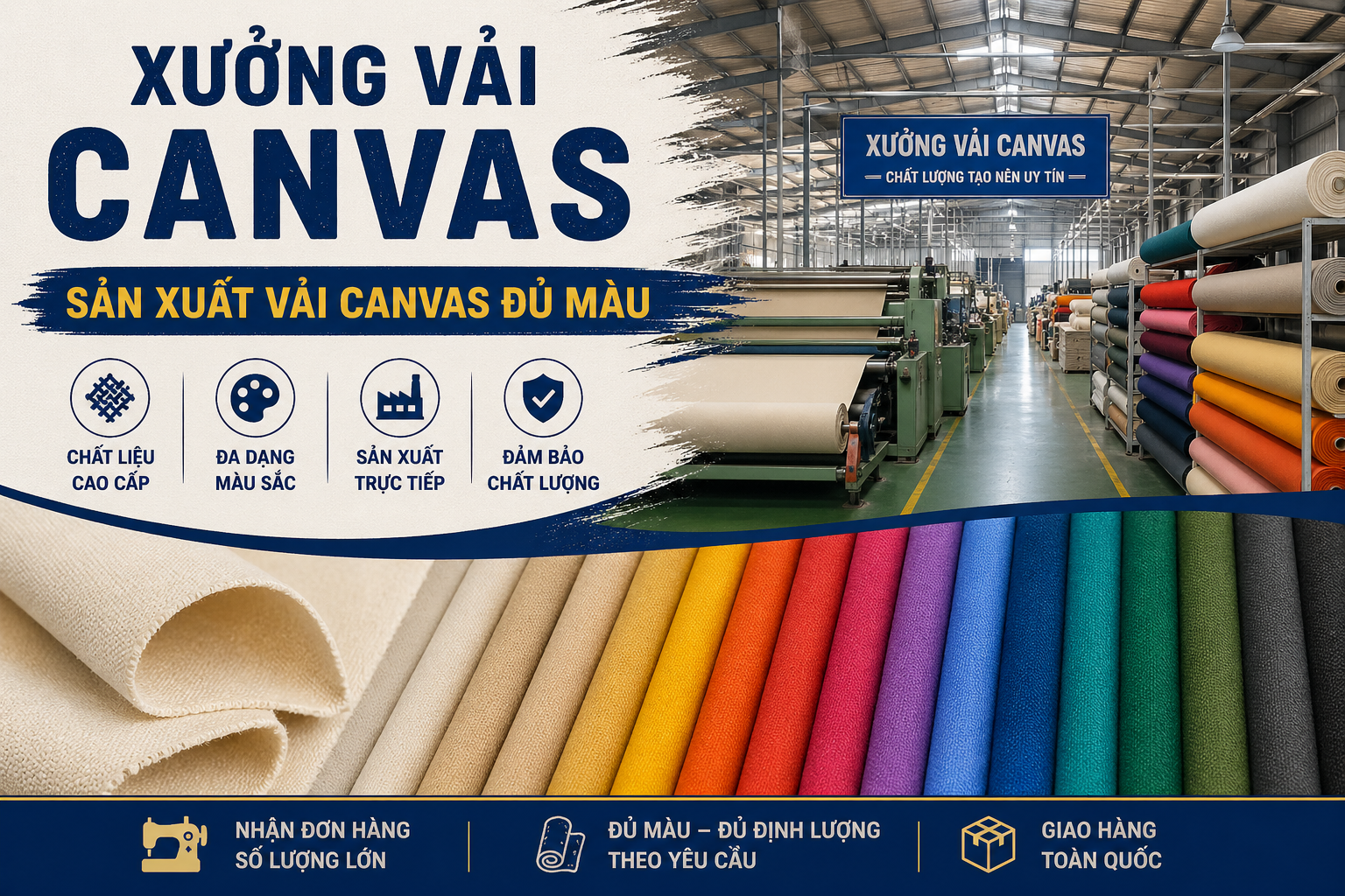 Xưởng Vải Canvas Sản Xuất Đủ Màu